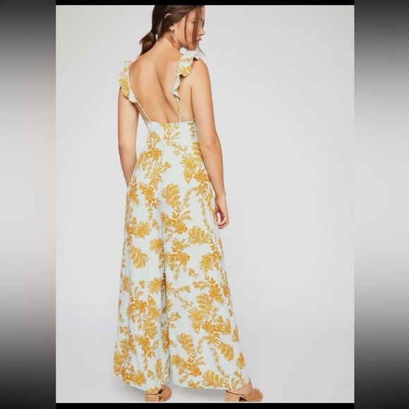 FREE PEOPLE SAGE COMBO BE THE ONE WIDE LEG JUMPSUIT size 4 - Picture 2 of 12